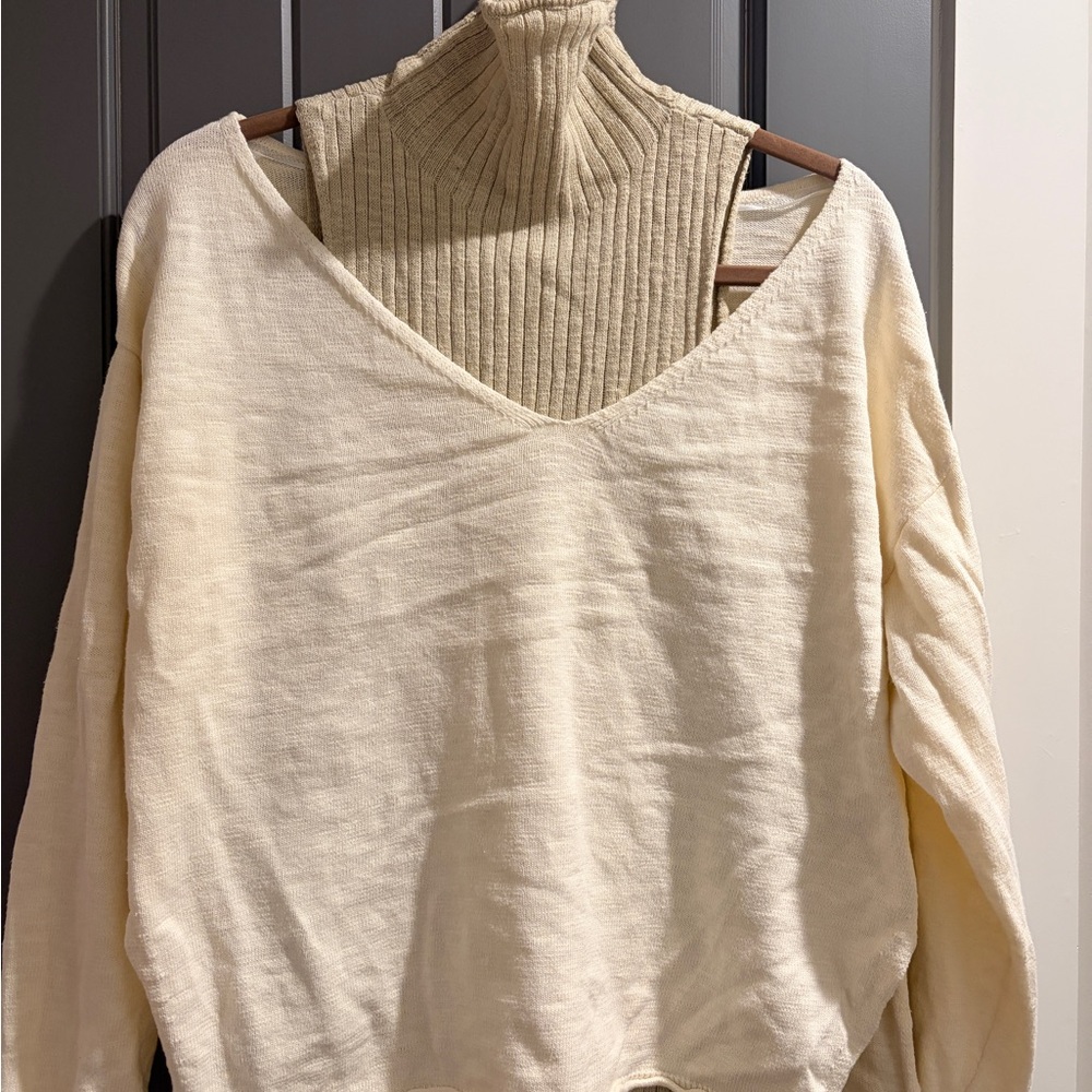 FP Beach Ribbed Mock Neck Dress & Knit Sweater Set | Size S